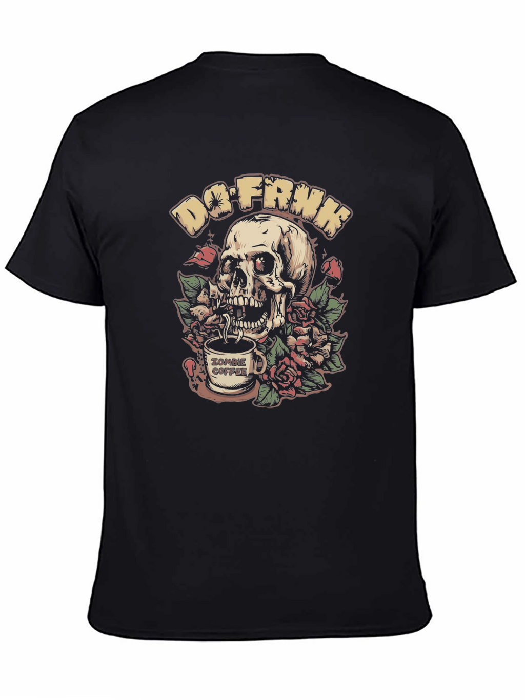 Do-FRNK Zombie Coffee Skull Graphic T-Shirt