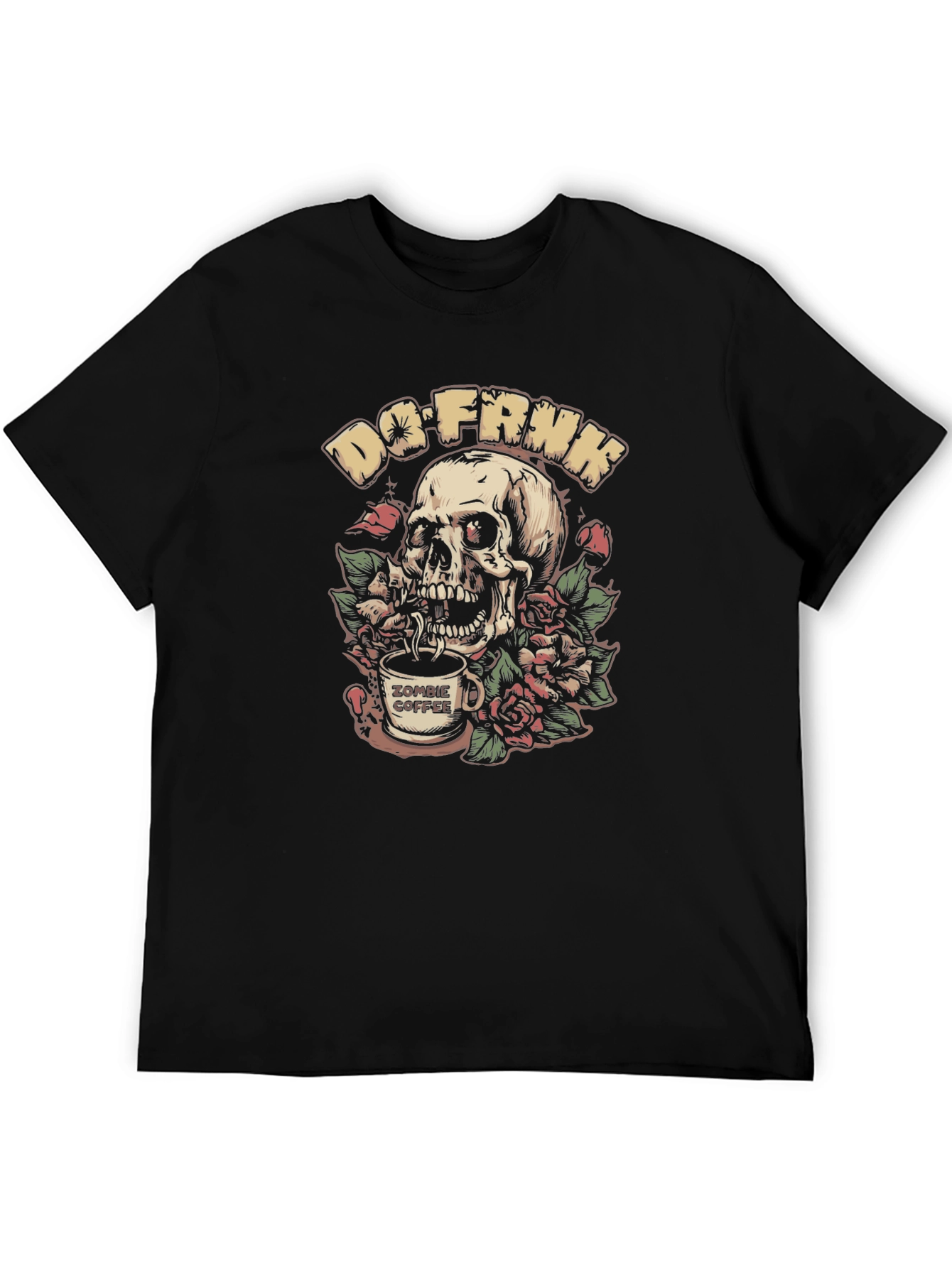 Do-FRNK Zombie Coffee Skull Graphic T-Shirt