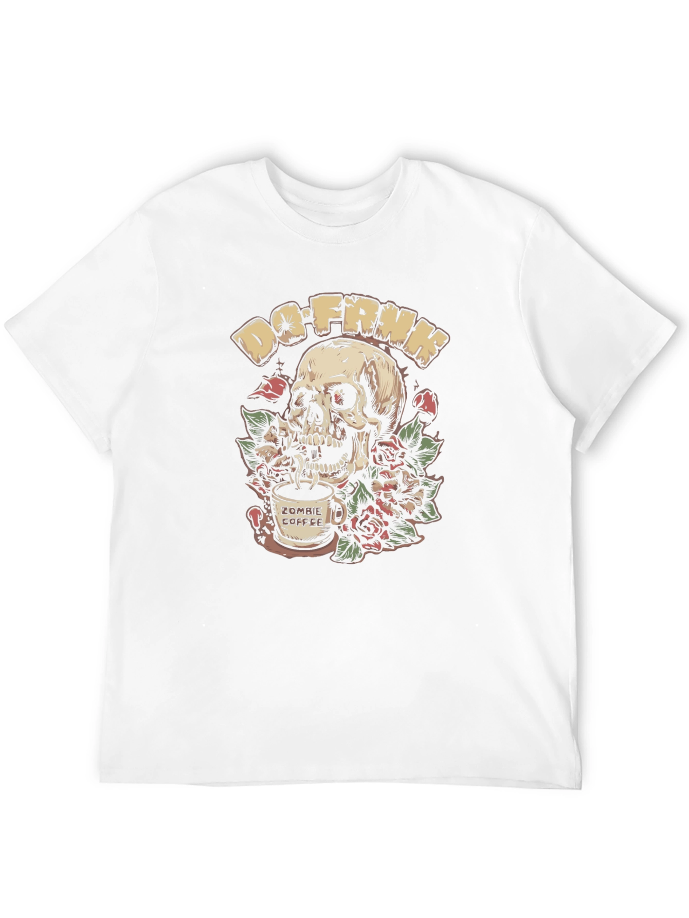 Do-FRNK Zombie Coffee Skull Graphic T-Shirt