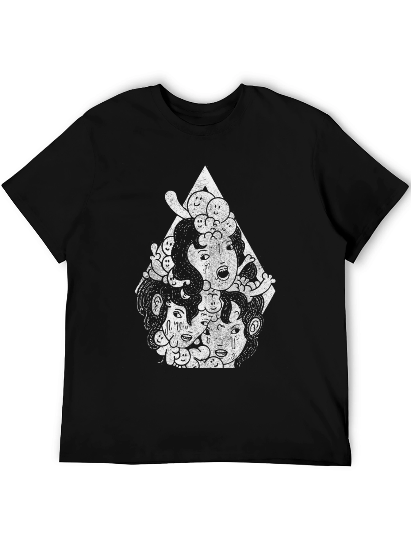 Unique Graphic Print Tee - Artsy Black T-Shirt