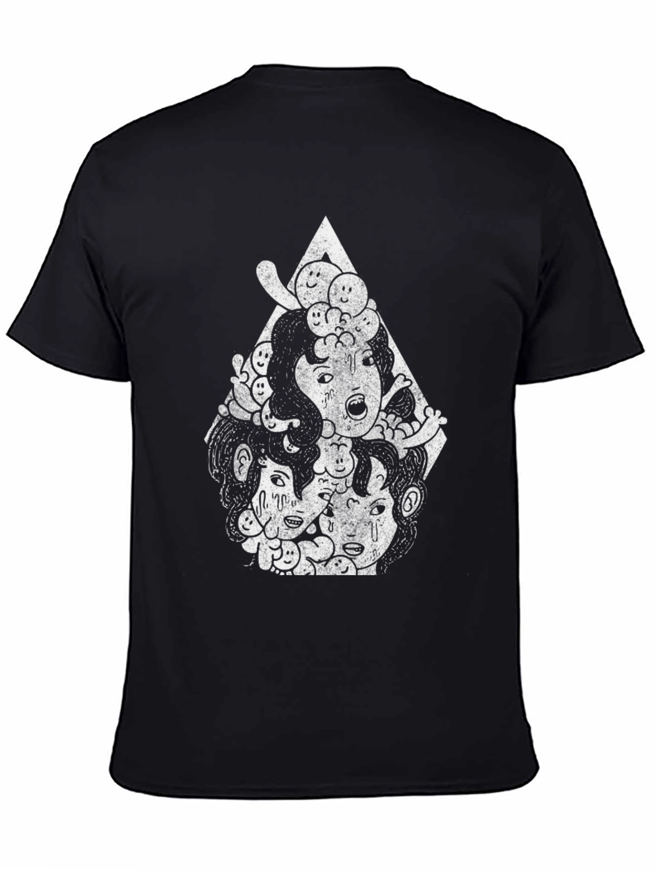 Unique Graphic Print Tee - Artsy Black T-Shirt