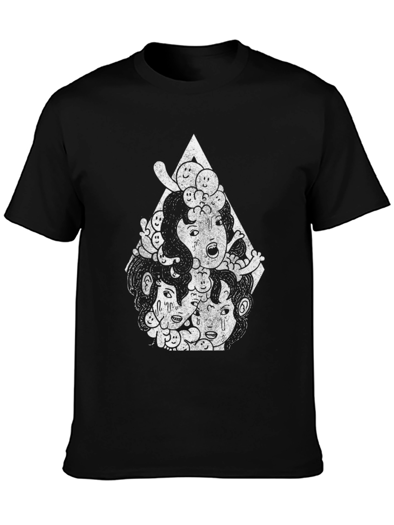 Unique Graphic Print Tee - Artsy Black T-Shirt