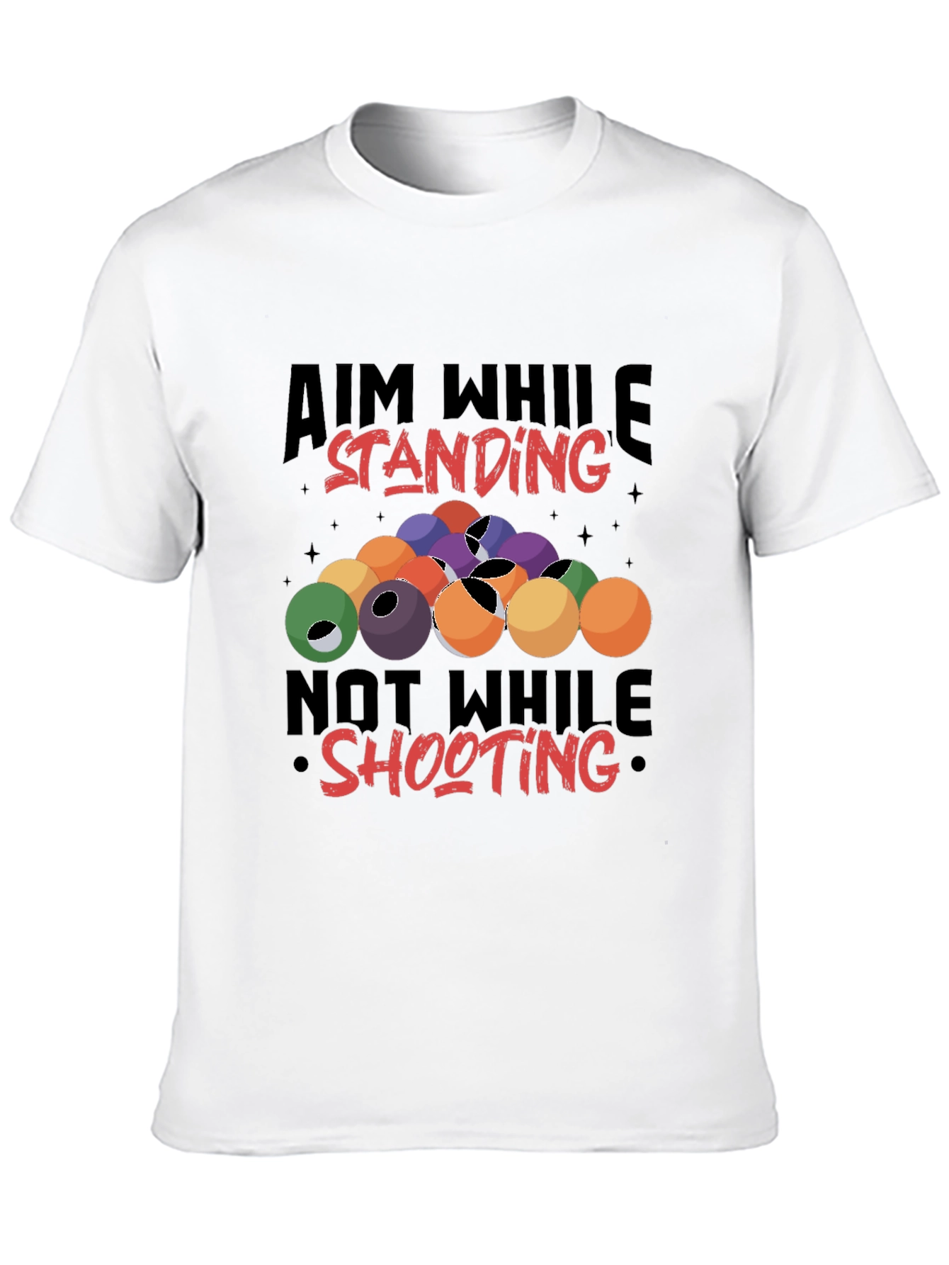 Billiards Aiming Humor Black T-Shirt