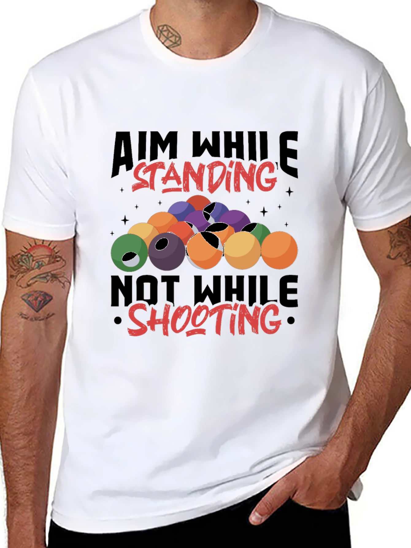 Billiards Aiming Humor Black T-Shirt