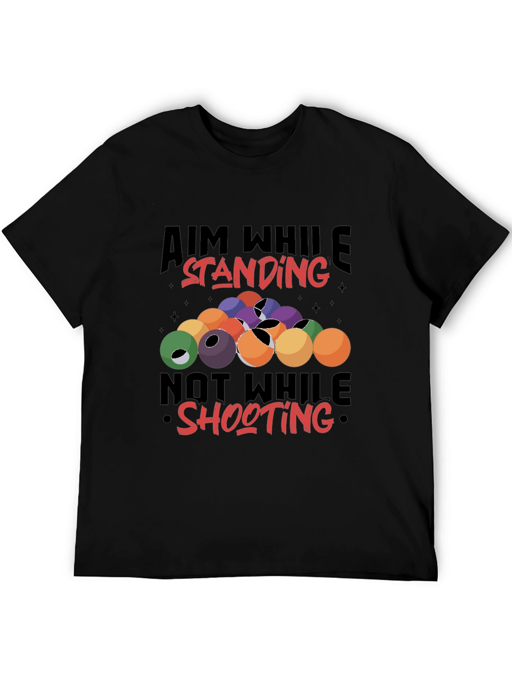 Billiards Aiming Humor Black T-Shirt