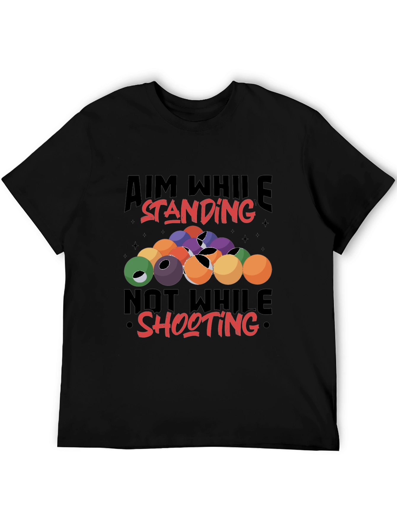 Billiards Aiming Humor Black T-Shirt