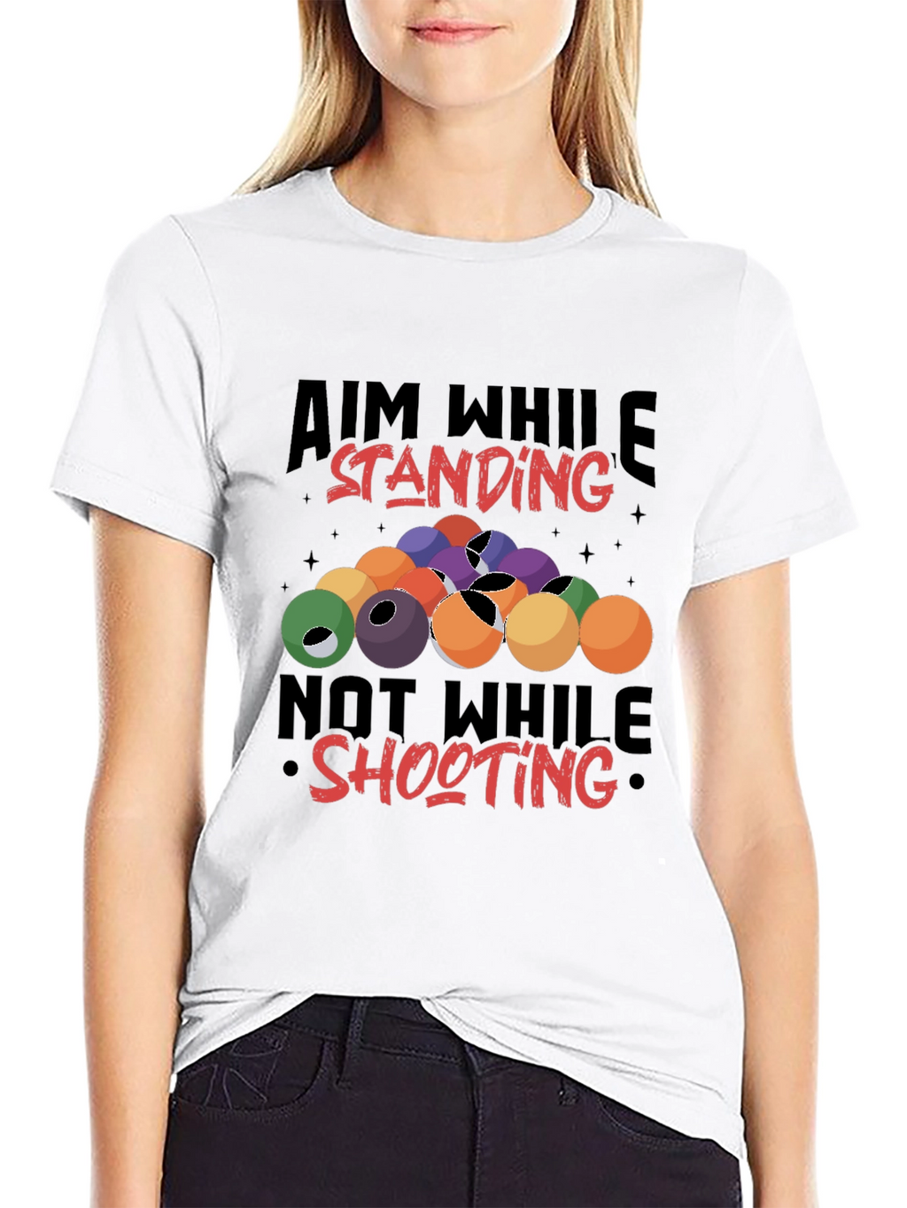 Billiards Aiming Humor Black T-Shirt