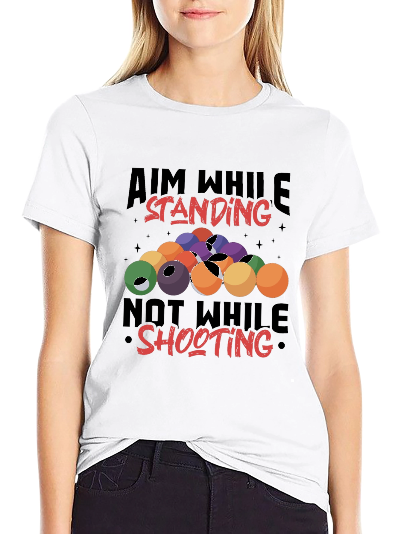 Billiards Aiming Humor Black T-Shirt