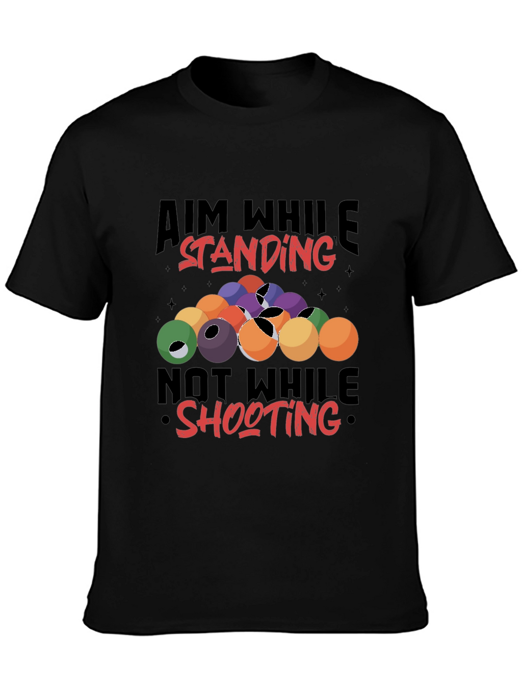 Billiards Aiming Humor Black T-Shirt