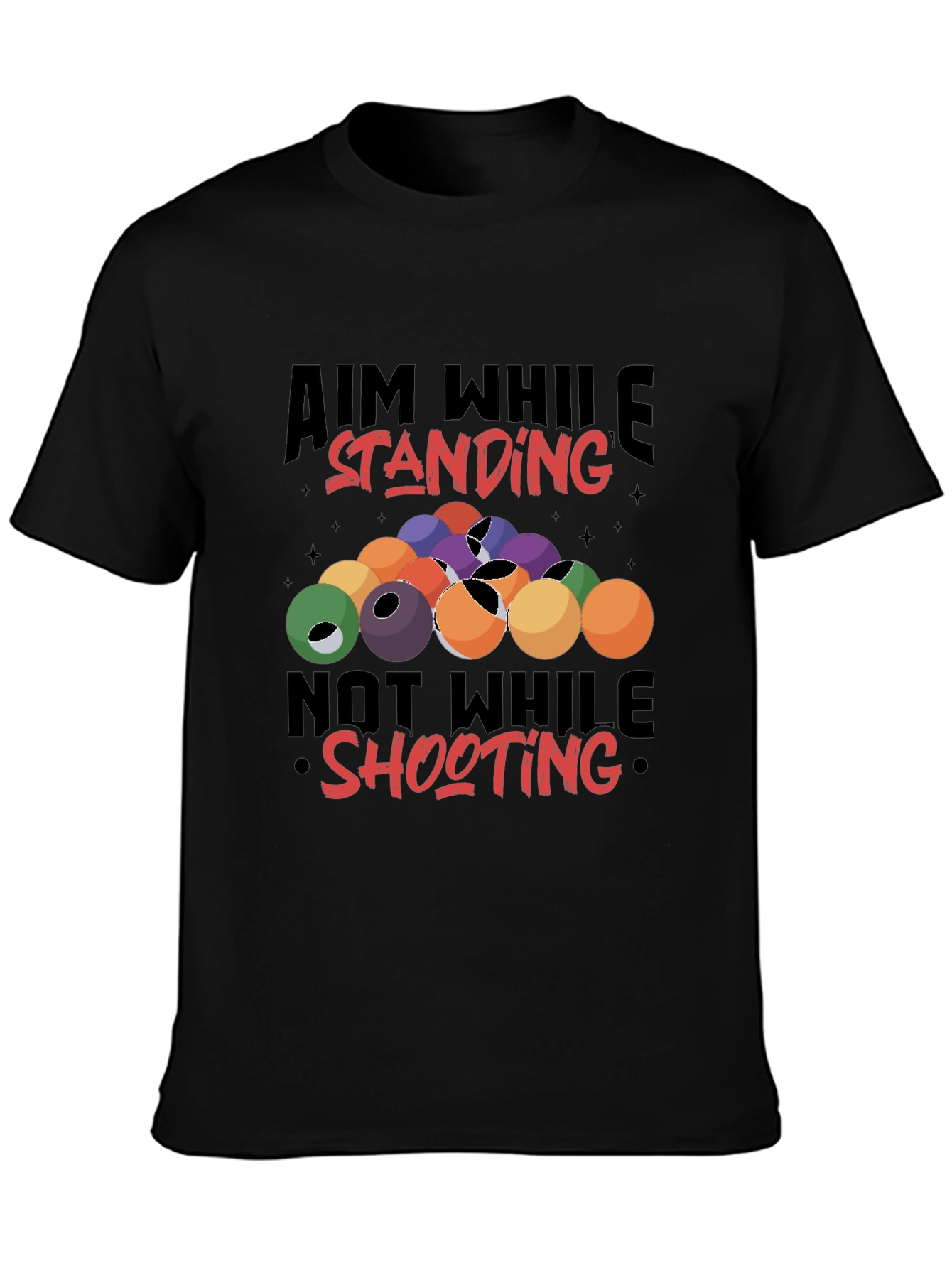 Billiards Aiming Humor Black T-Shirt
