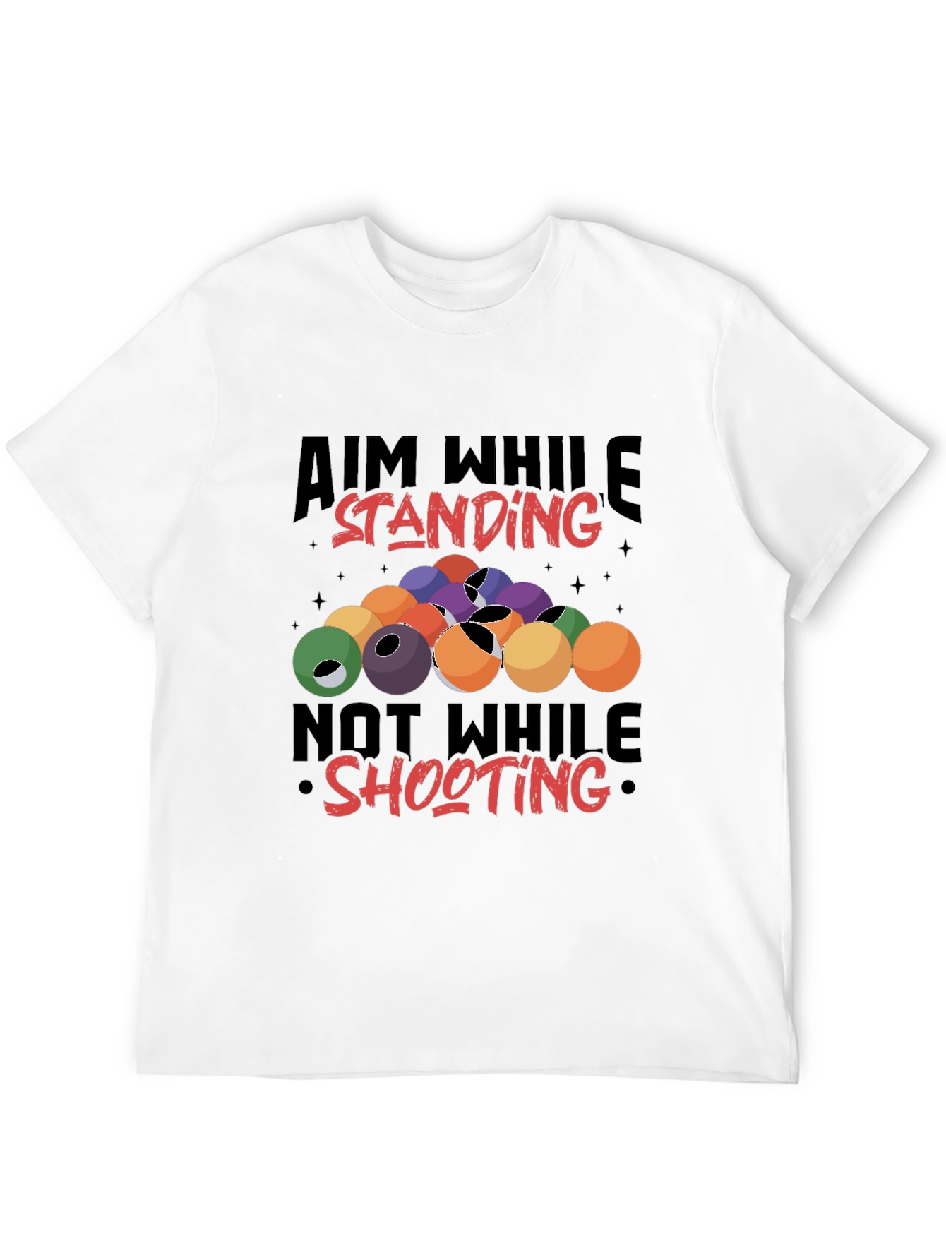 Billiards Aiming Humor Black T-Shirt