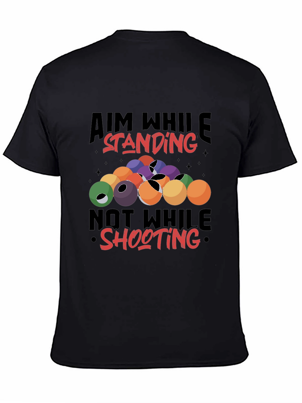 Billiards Aiming Humor Black T-Shirt