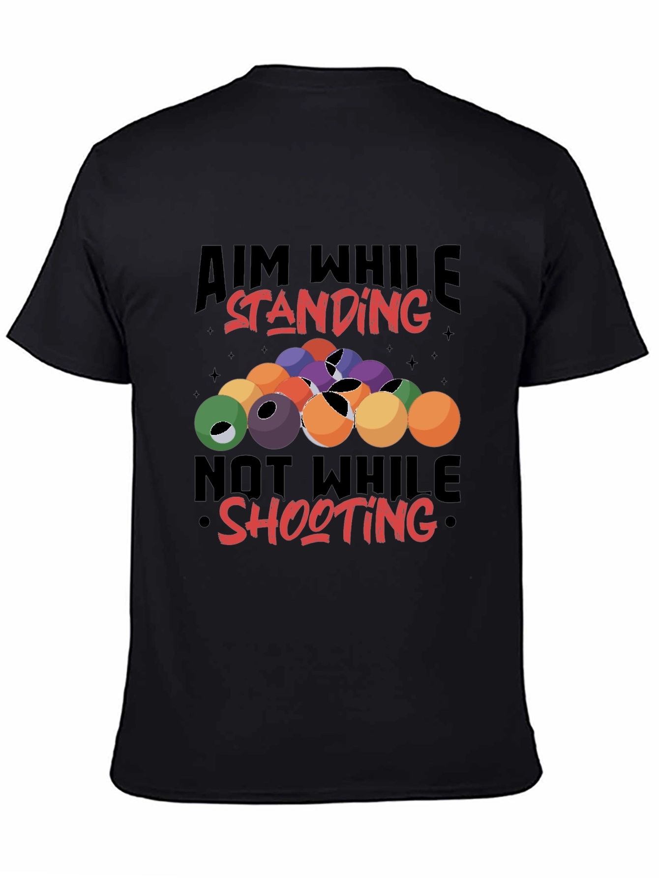 Billiards Aiming Humor Black T-Shirt