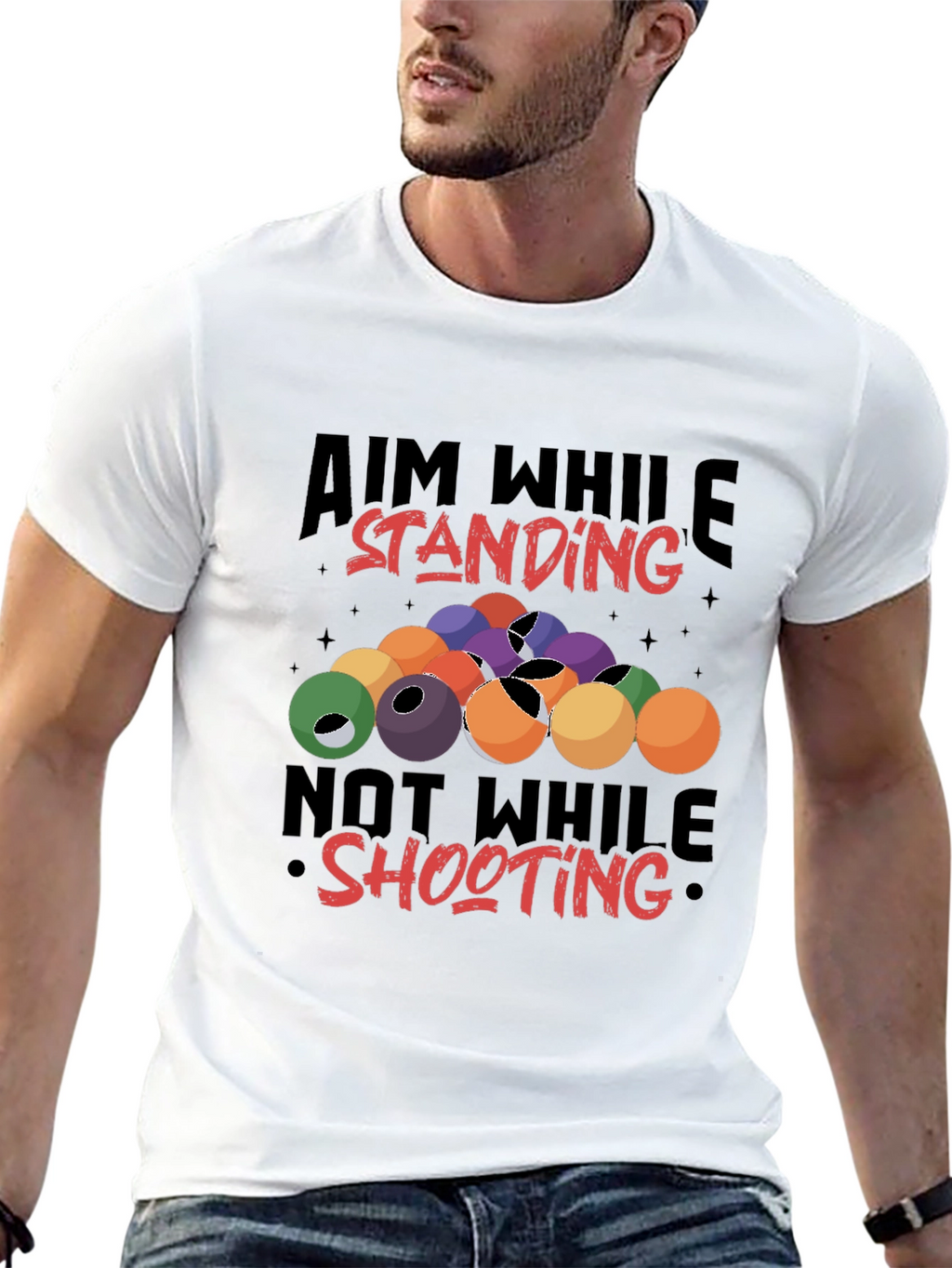 Billiards Aiming Humor Black T-Shirt
