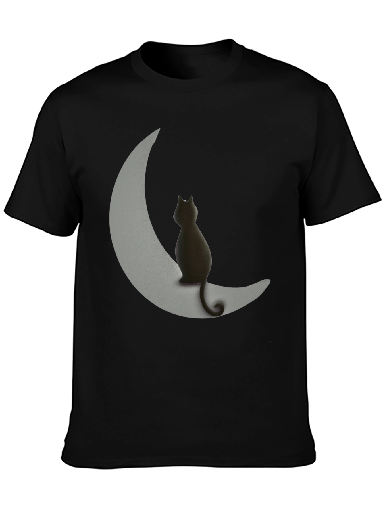 Black Cat on Moon Graphic Tee - Unique Design