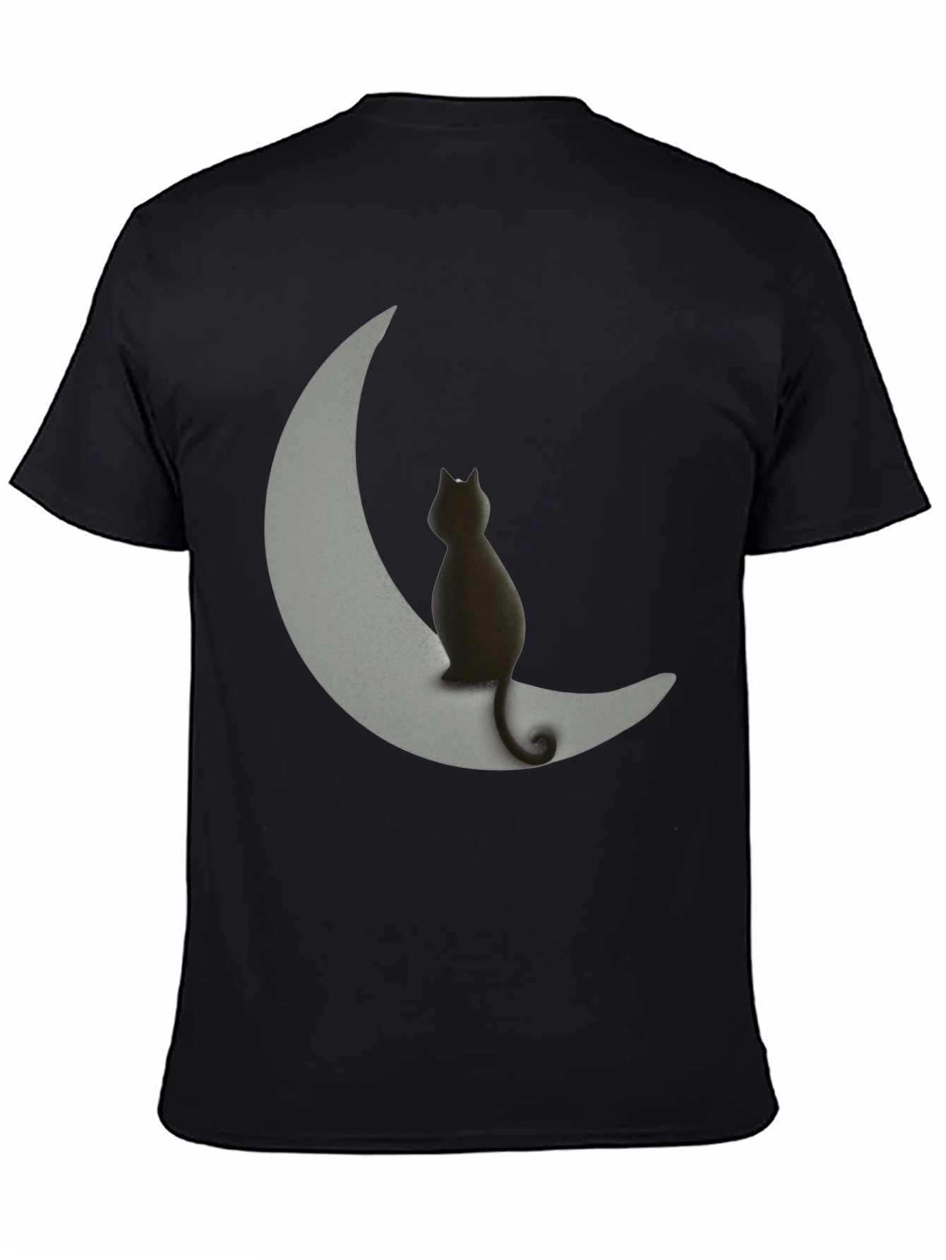 Black Cat on Moon Graphic Tee - Unique Design