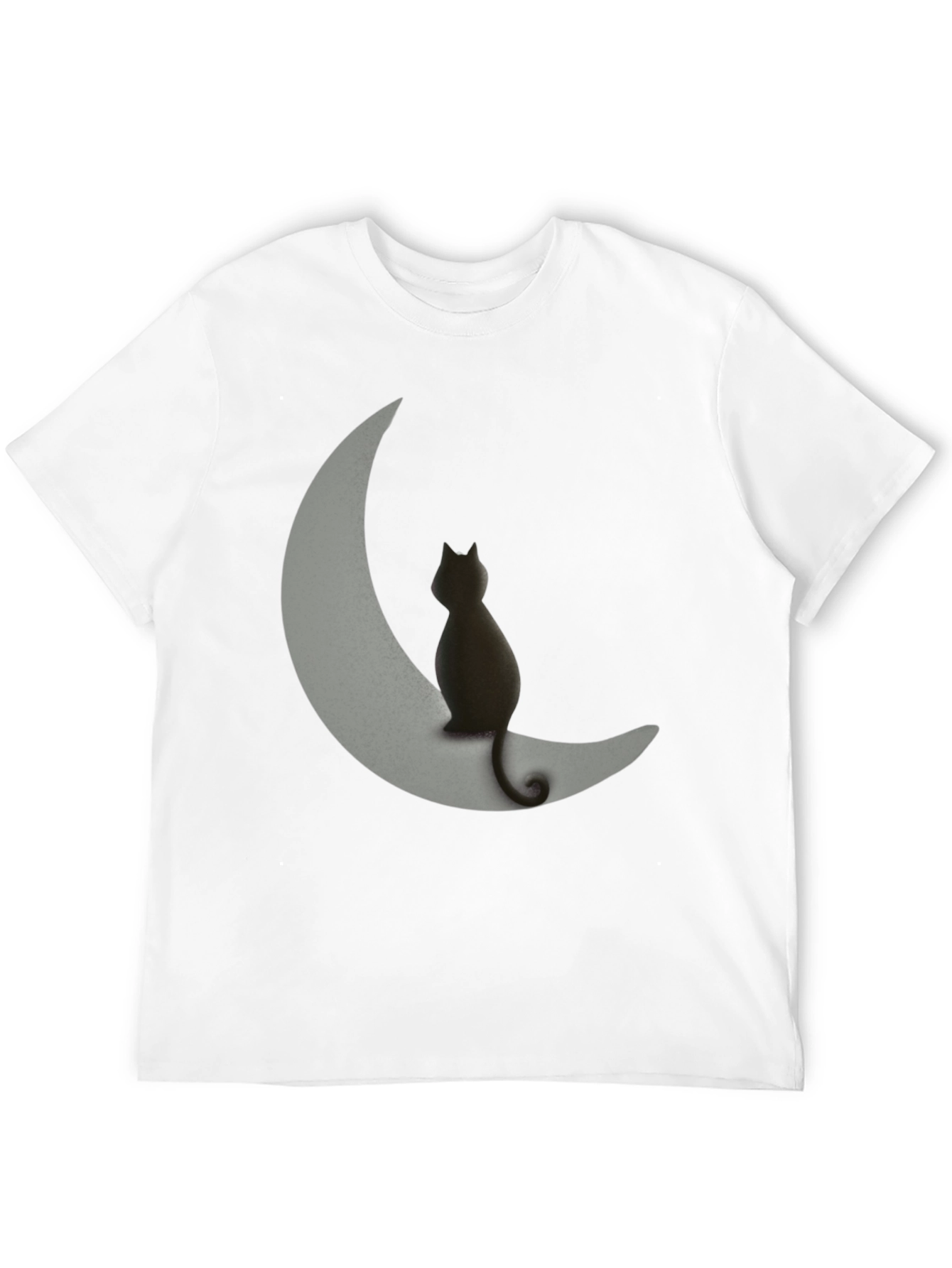 Black Cat on Moon Graphic Tee - Unique Design
