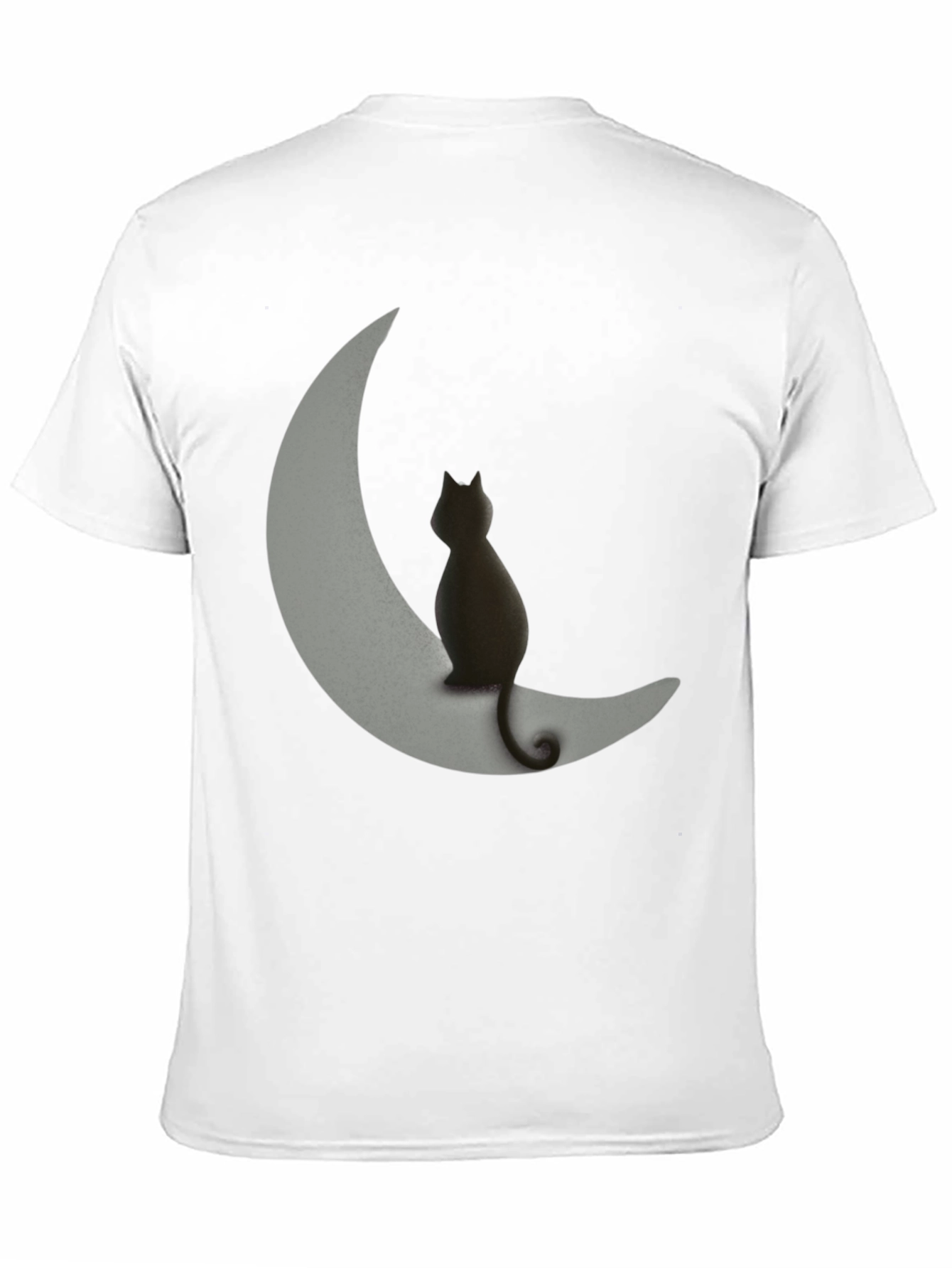 Black Cat on Moon Graphic Tee - Unique Design