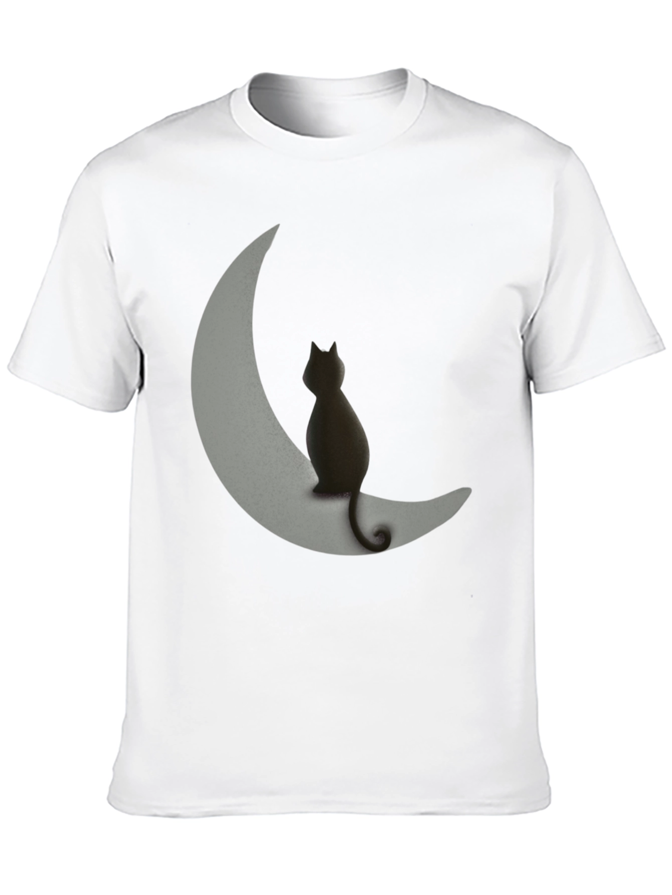 Black Cat on Moon Graphic Tee - Unique Design