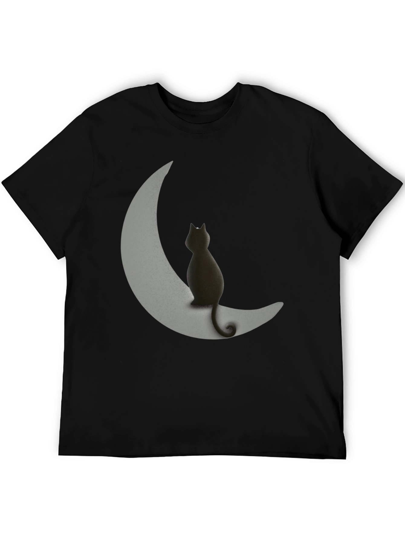 Black Cat on Moon Graphic Tee - Unique Design