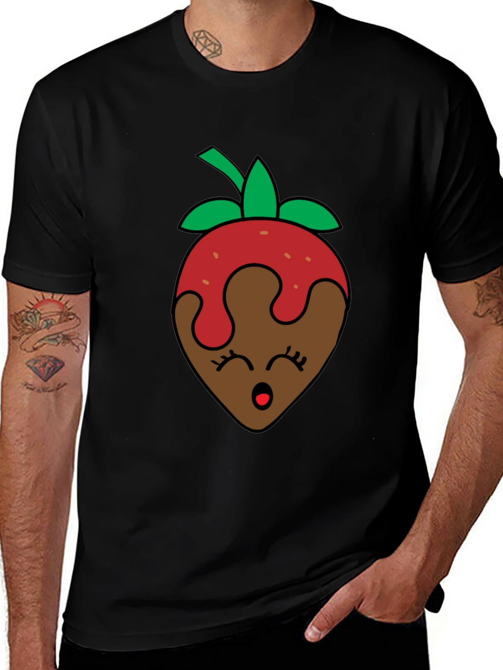 Chocolate Strawberry Face Graphic T-Shirt