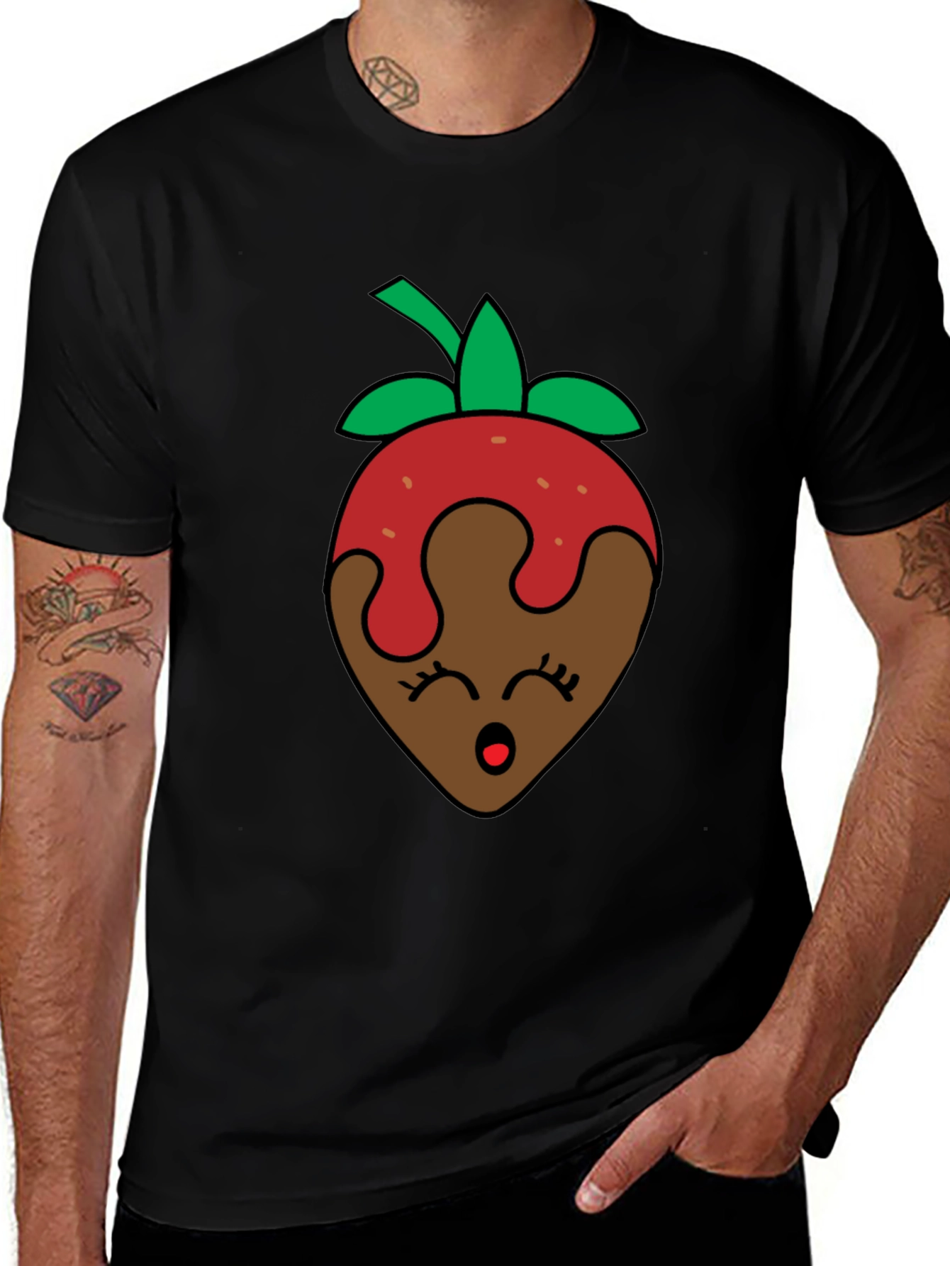 Chocolate Strawberry Face Graphic T-Shirt