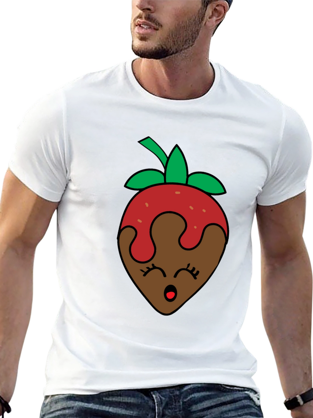 Chocolate Strawberry Face Graphic T-Shirt