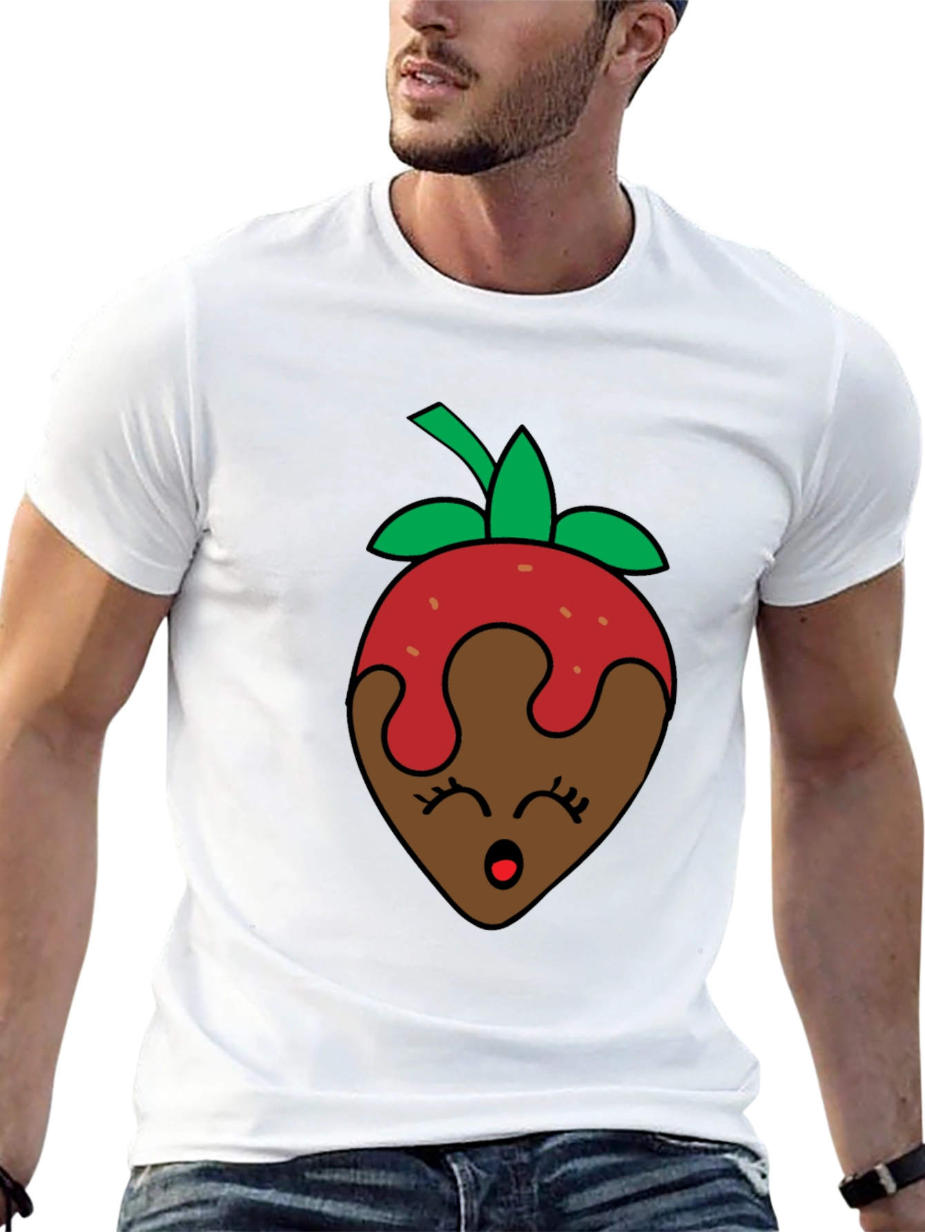 Chocolate Strawberry Face Graphic T-Shirt