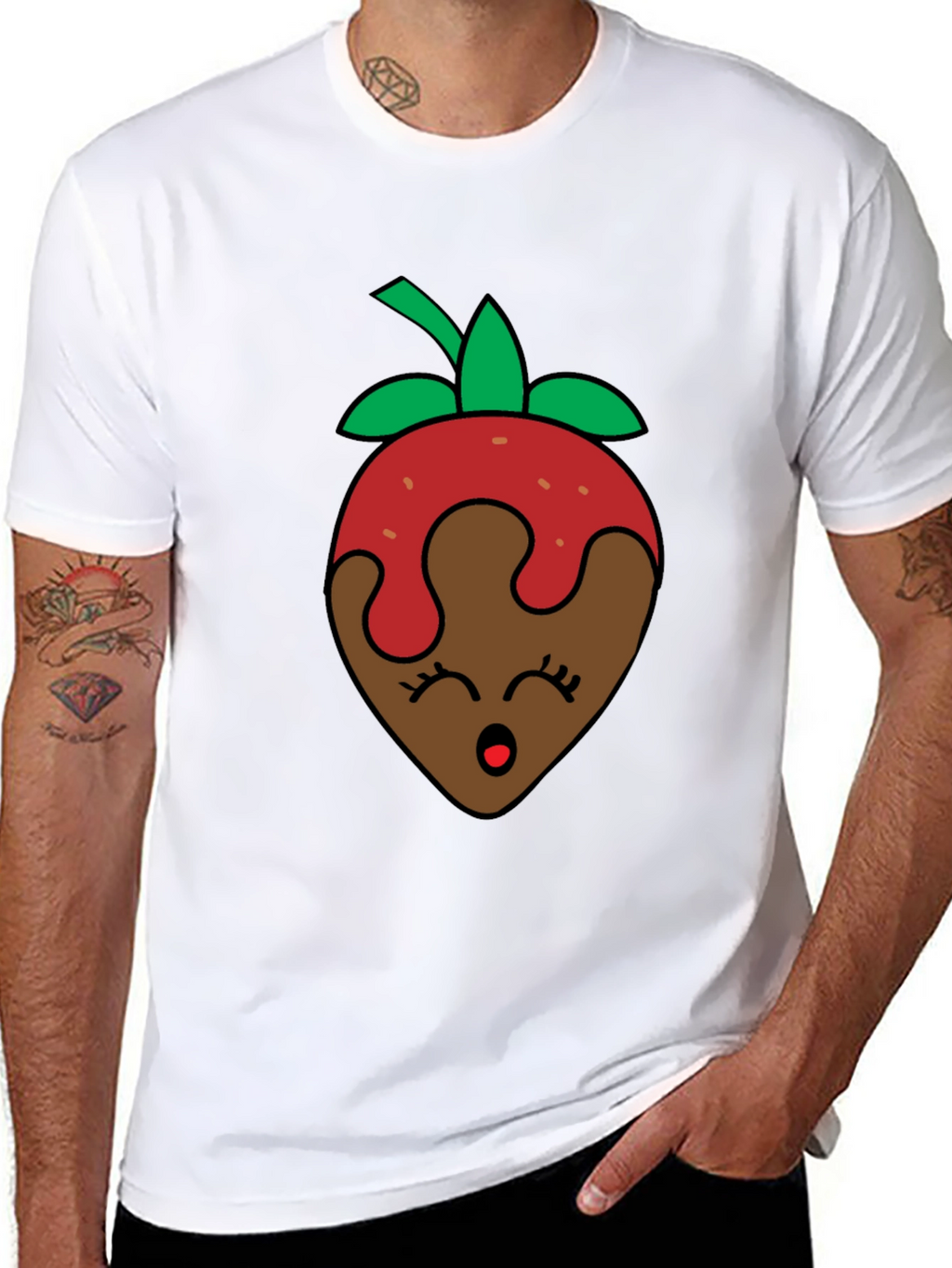 Chocolate Strawberry Face Graphic T-Shirt