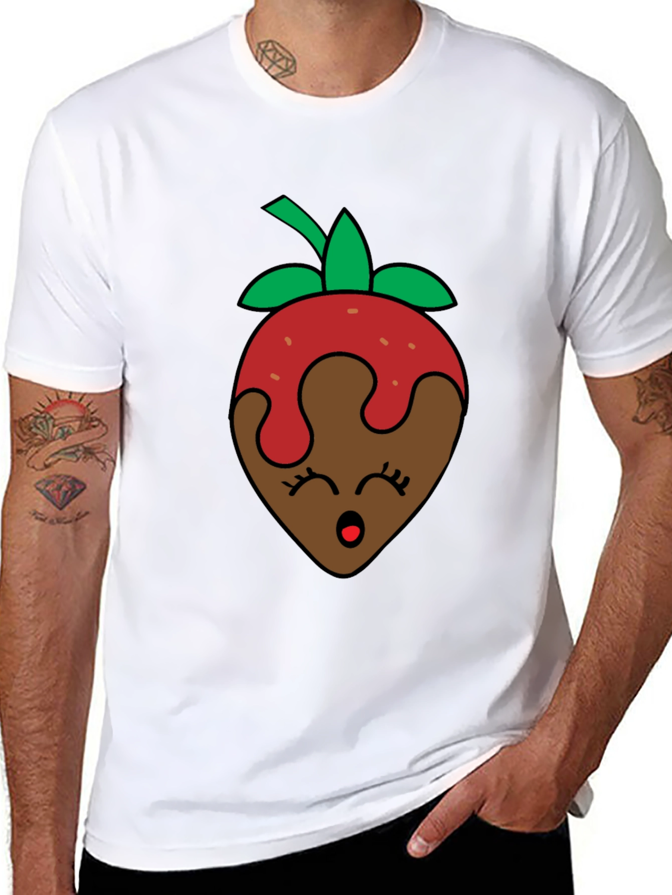 Chocolate Strawberry Face Graphic T-Shirt