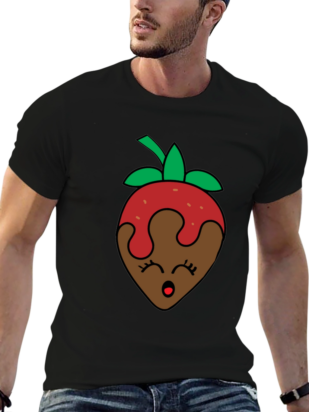 Chocolate Strawberry Face Graphic T-Shirt