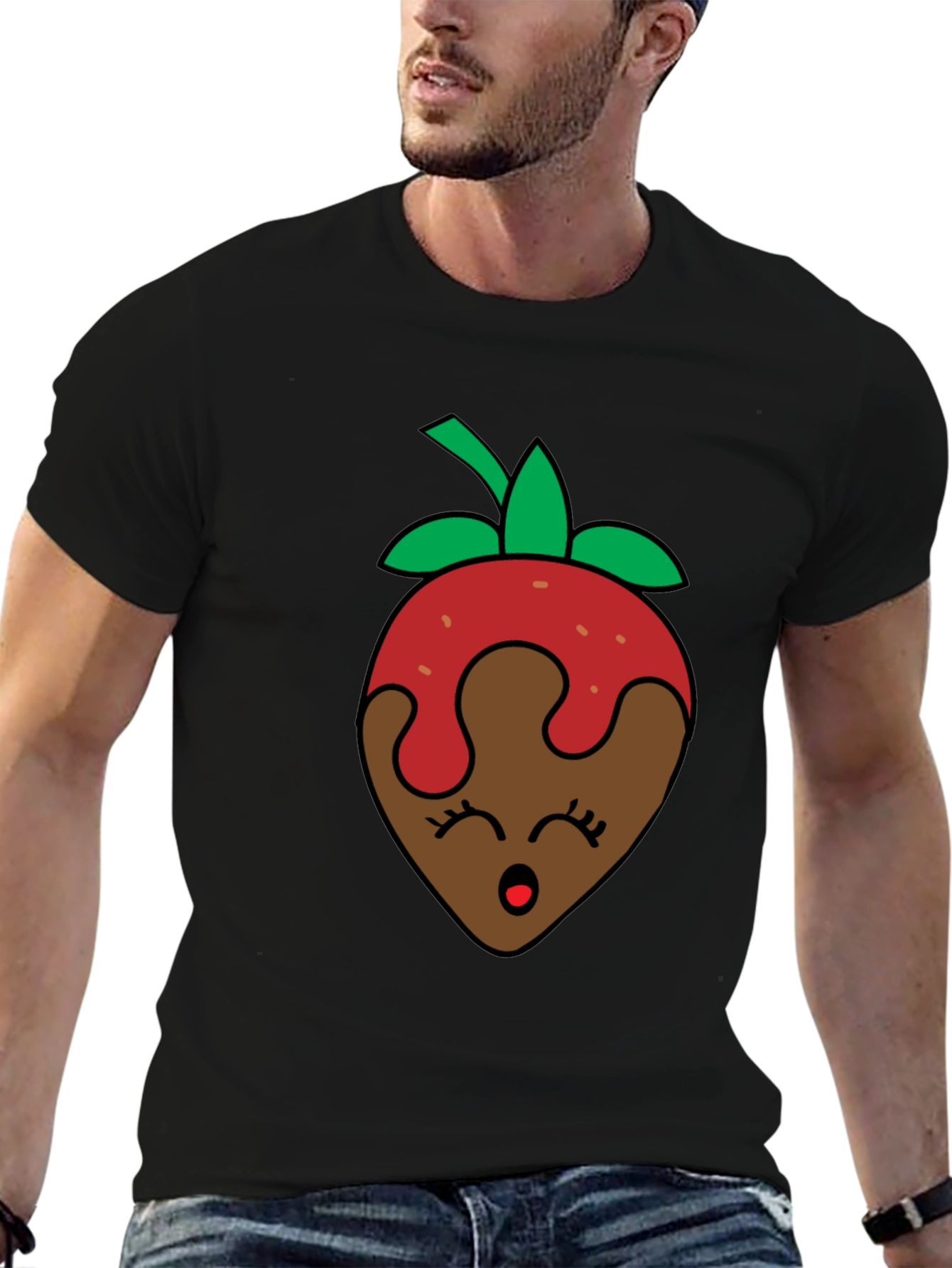 Chocolate Strawberry Face Graphic T-Shirt