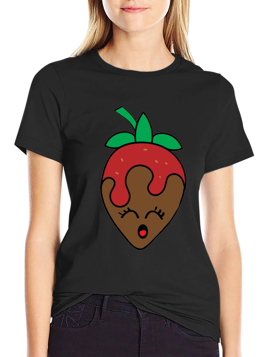 Chocolate Strawberry Face Graphic T-Shirt