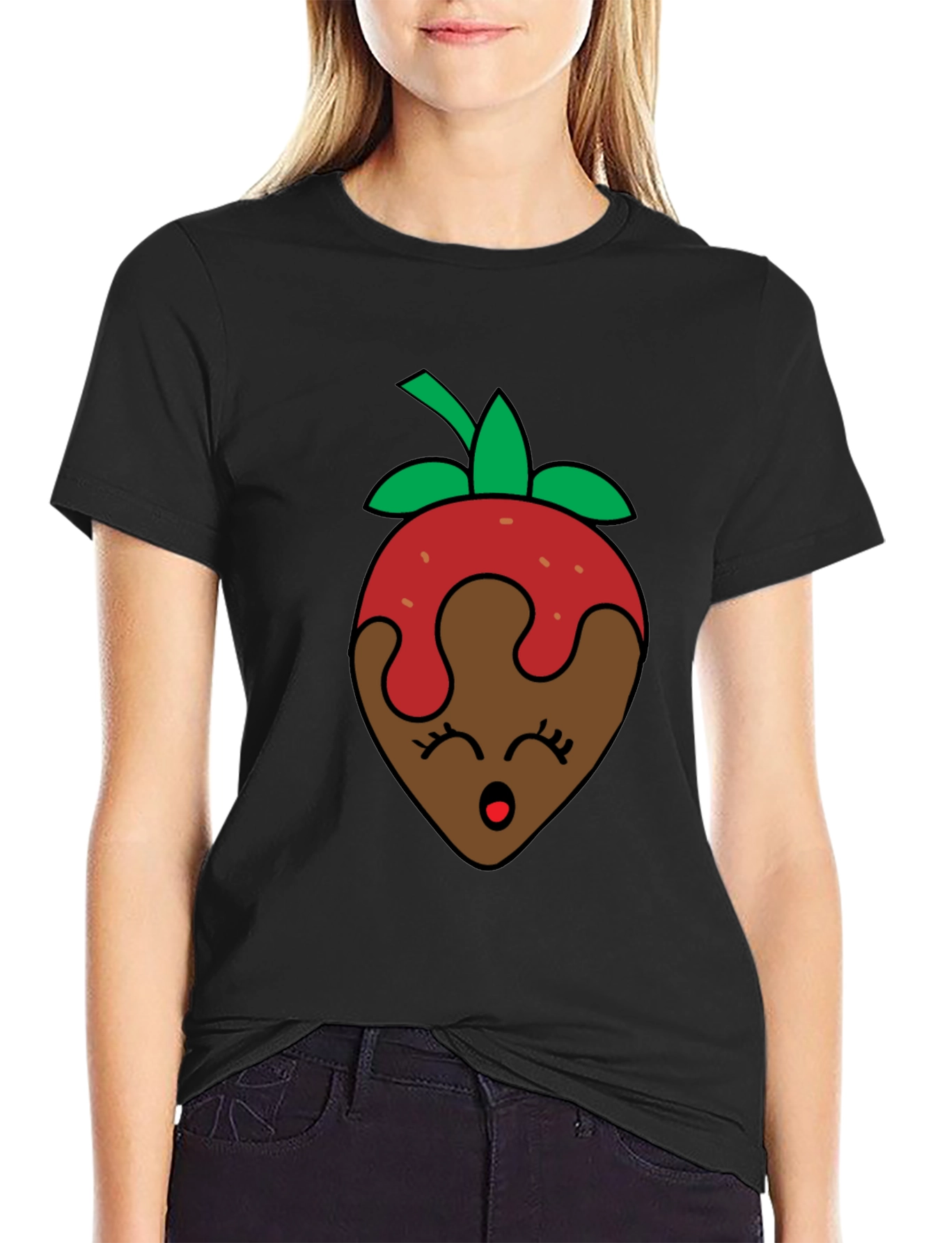 Chocolate Strawberry Face Graphic T-Shirt