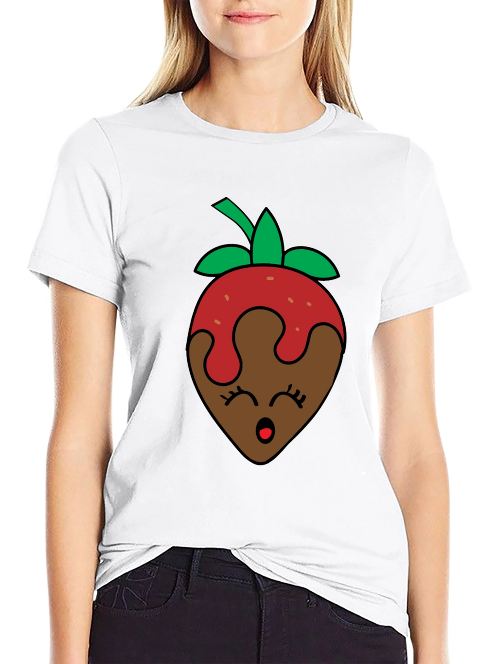 Chocolate Strawberry Face Graphic T-Shirt