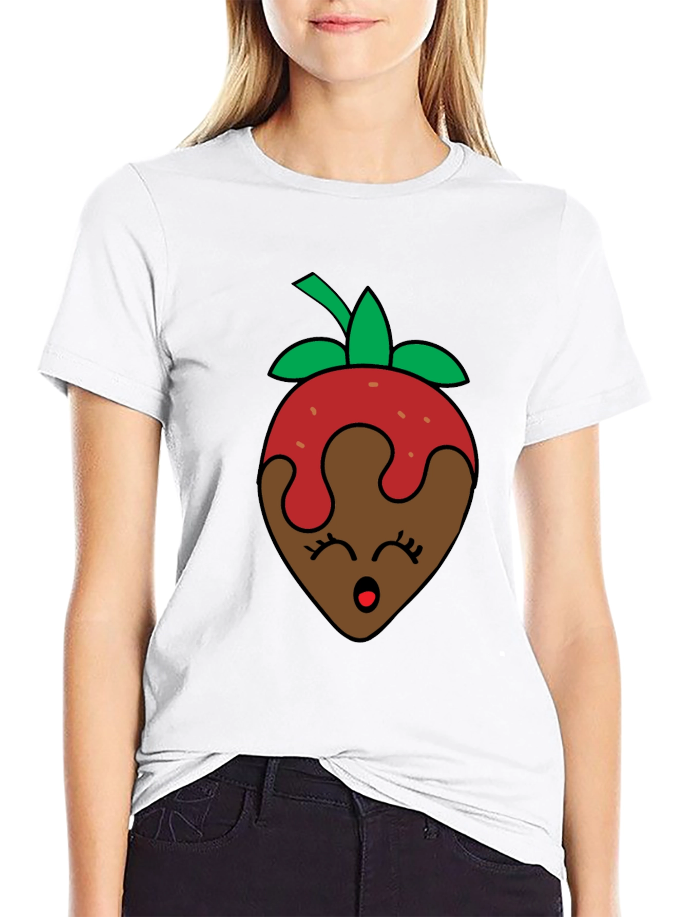 Chocolate Strawberry Face Graphic T-Shirt