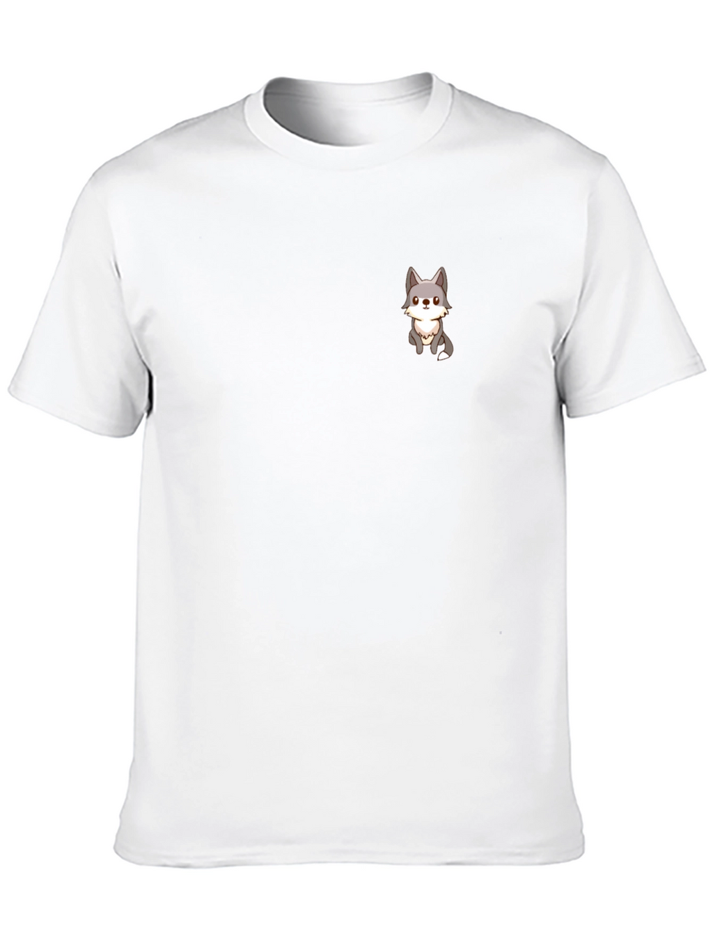 Cute Cartoon Wolf Graphic T-Shirt - Black