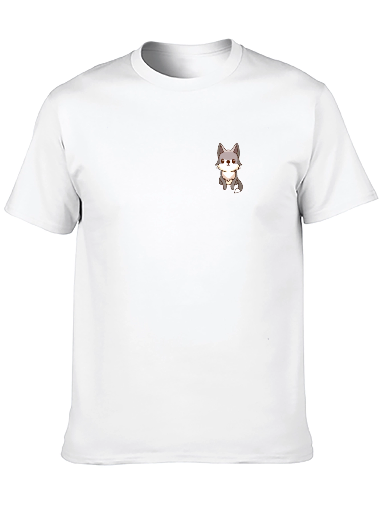Cute Cartoon Wolf Graphic T-Shirt - Black