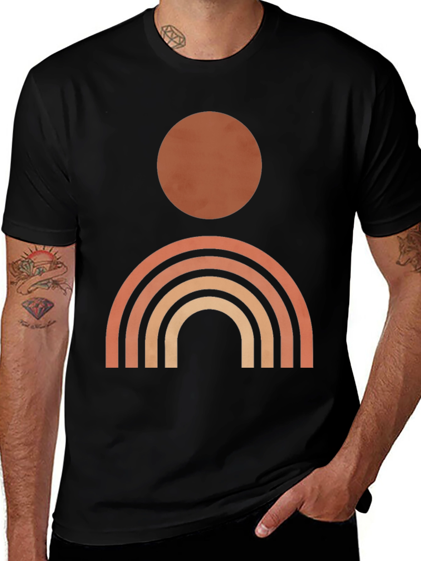Minimalist Sun and Rainbow Graphic Tee