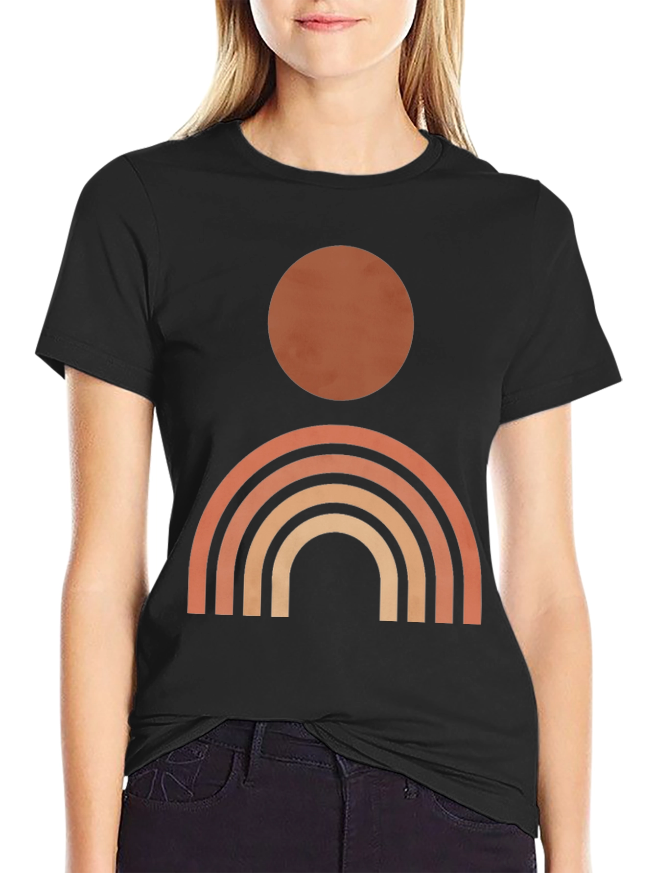 Minimalist Sun and Rainbow Graphic Tee