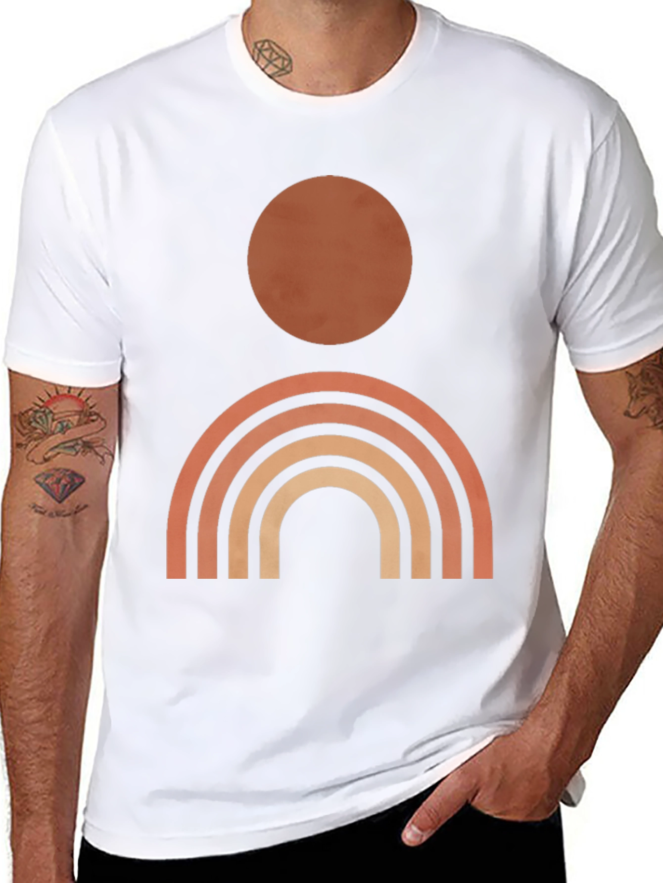 Minimalist Sun and Rainbow Graphic Tee