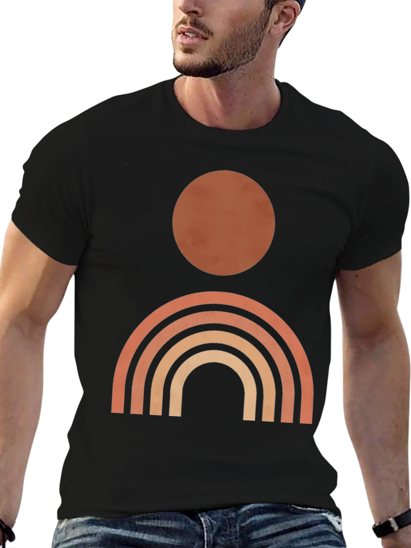 Minimalist Sun and Rainbow Graphic Tee