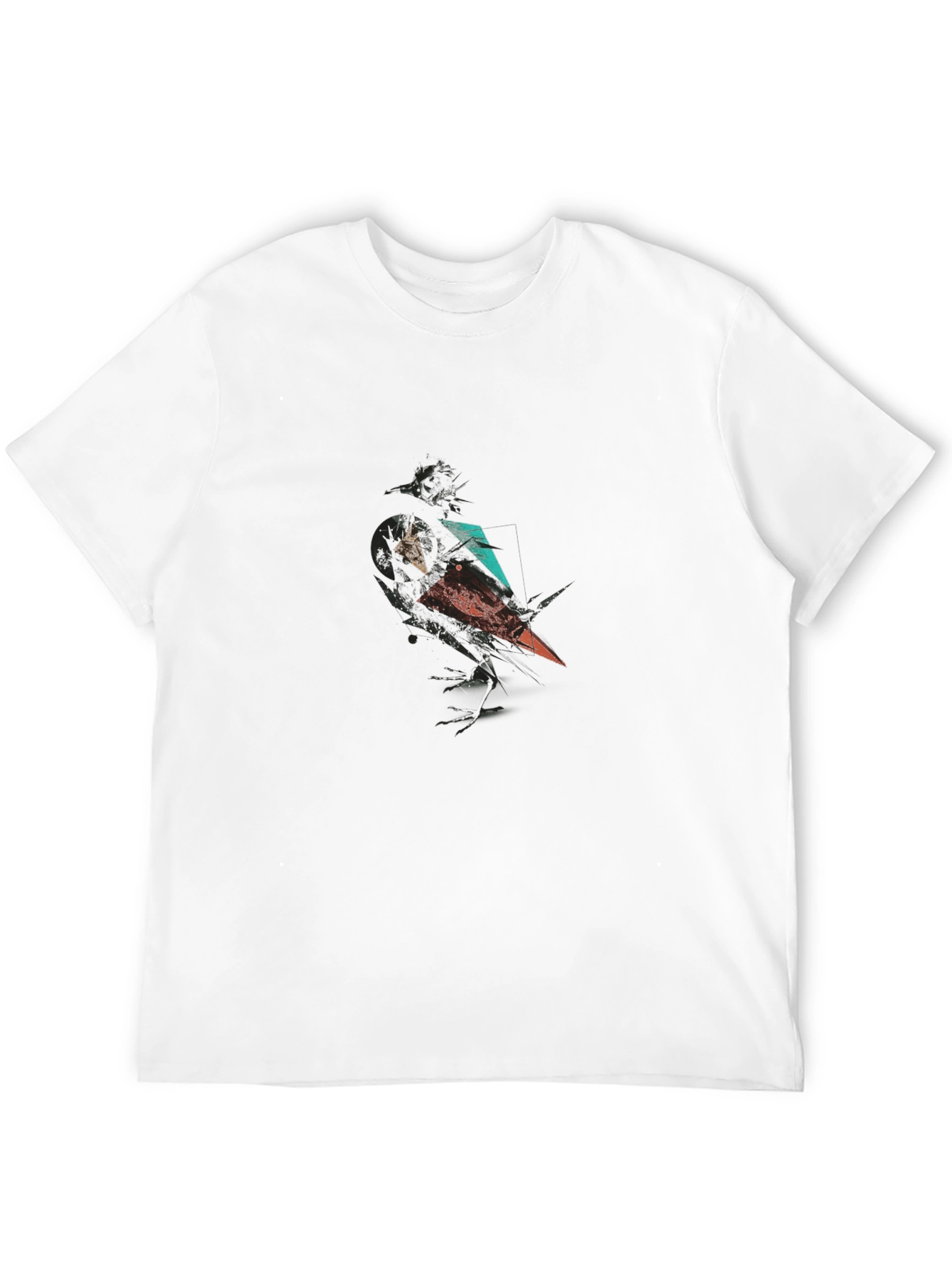Abstract Crow Graphic Print Black T-Shirt