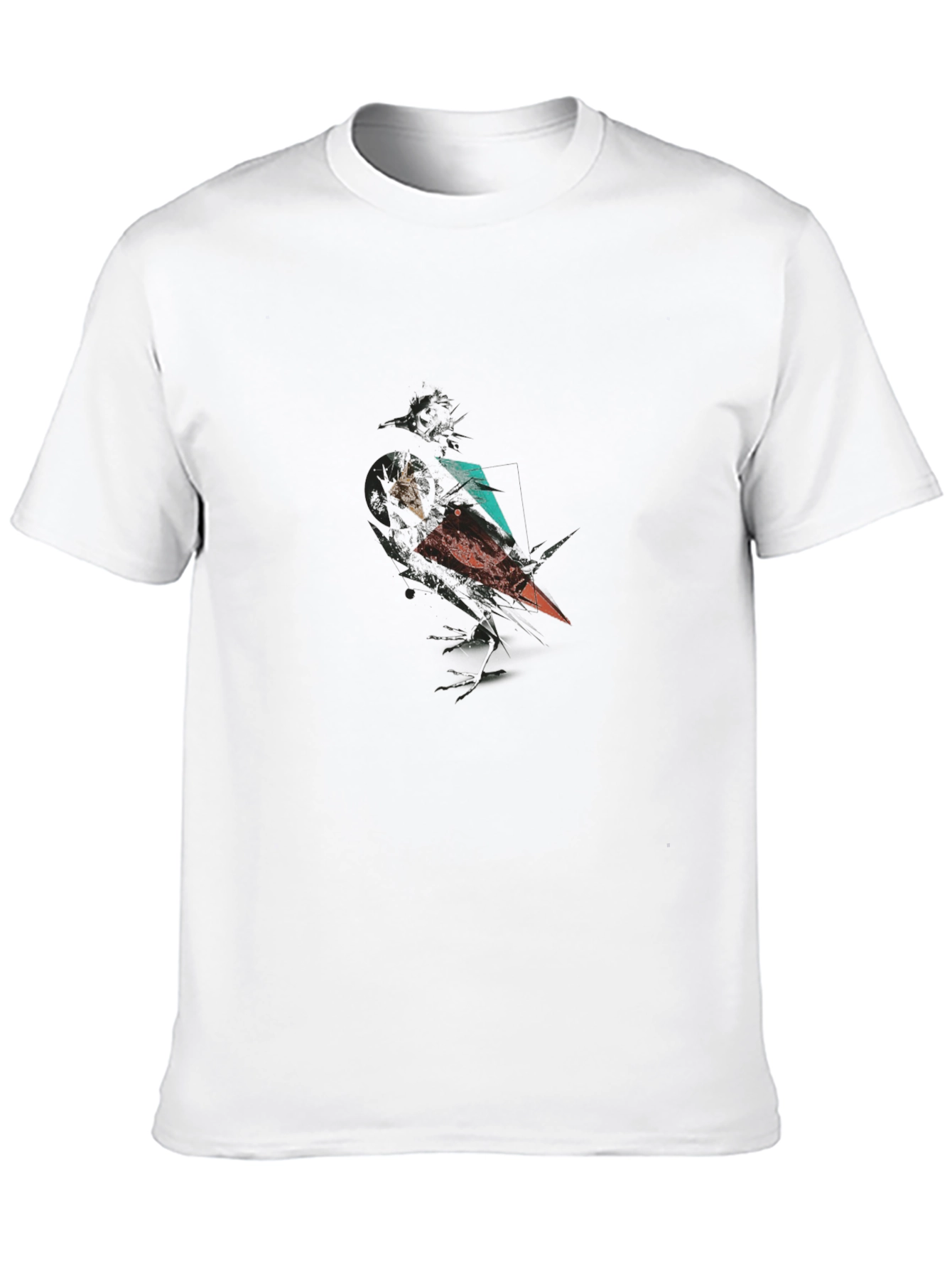 Abstract Crow Graphic Print Black T-Shirt