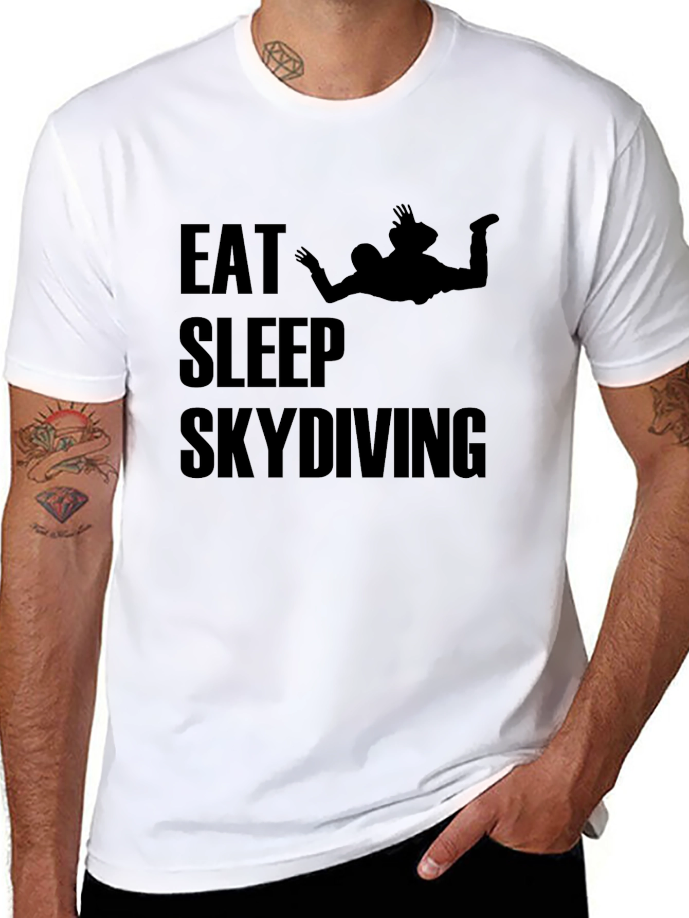 Eat Sleep Skydiving T-Shirt - Black Graphic Tee