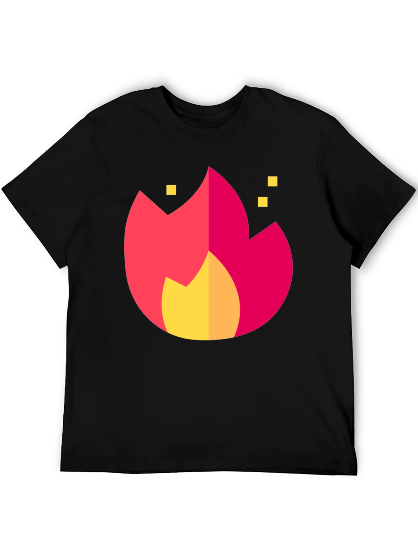 Bold Flame Graphic Tee - Black Crew Neck