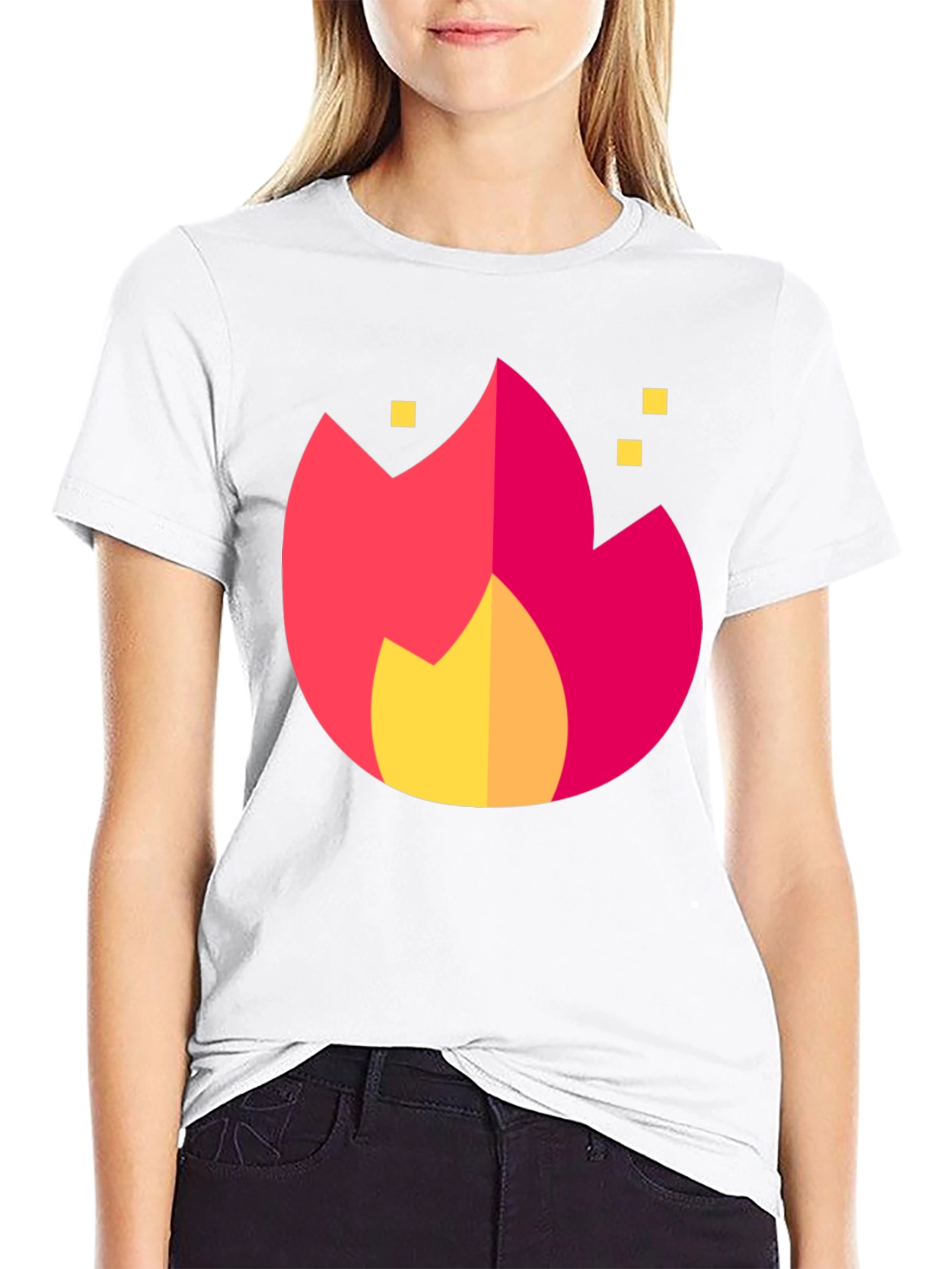 Bold Flame Graphic Tee - Black Crew Neck