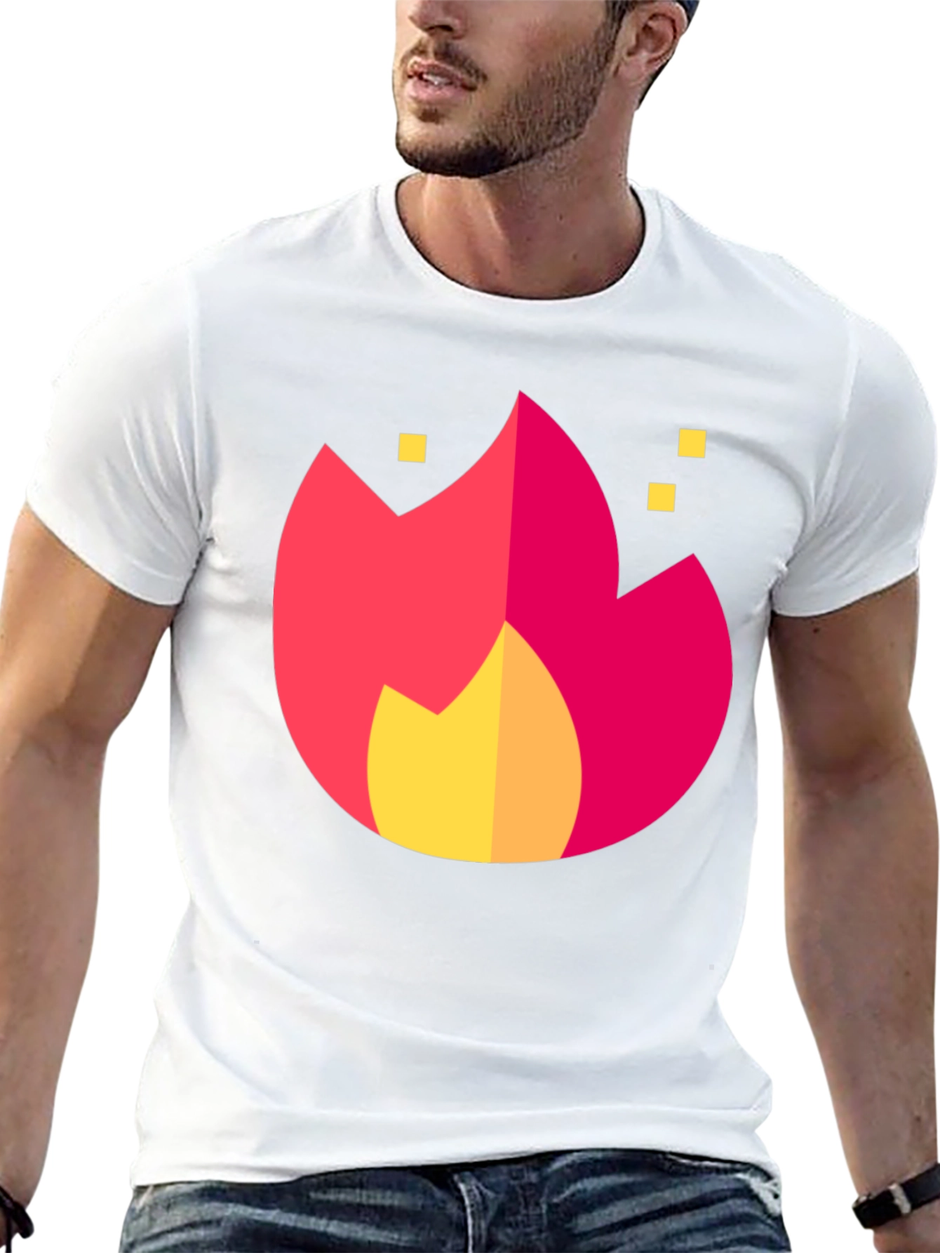 Bold Flame Graphic Tee - Black Crew Neck
