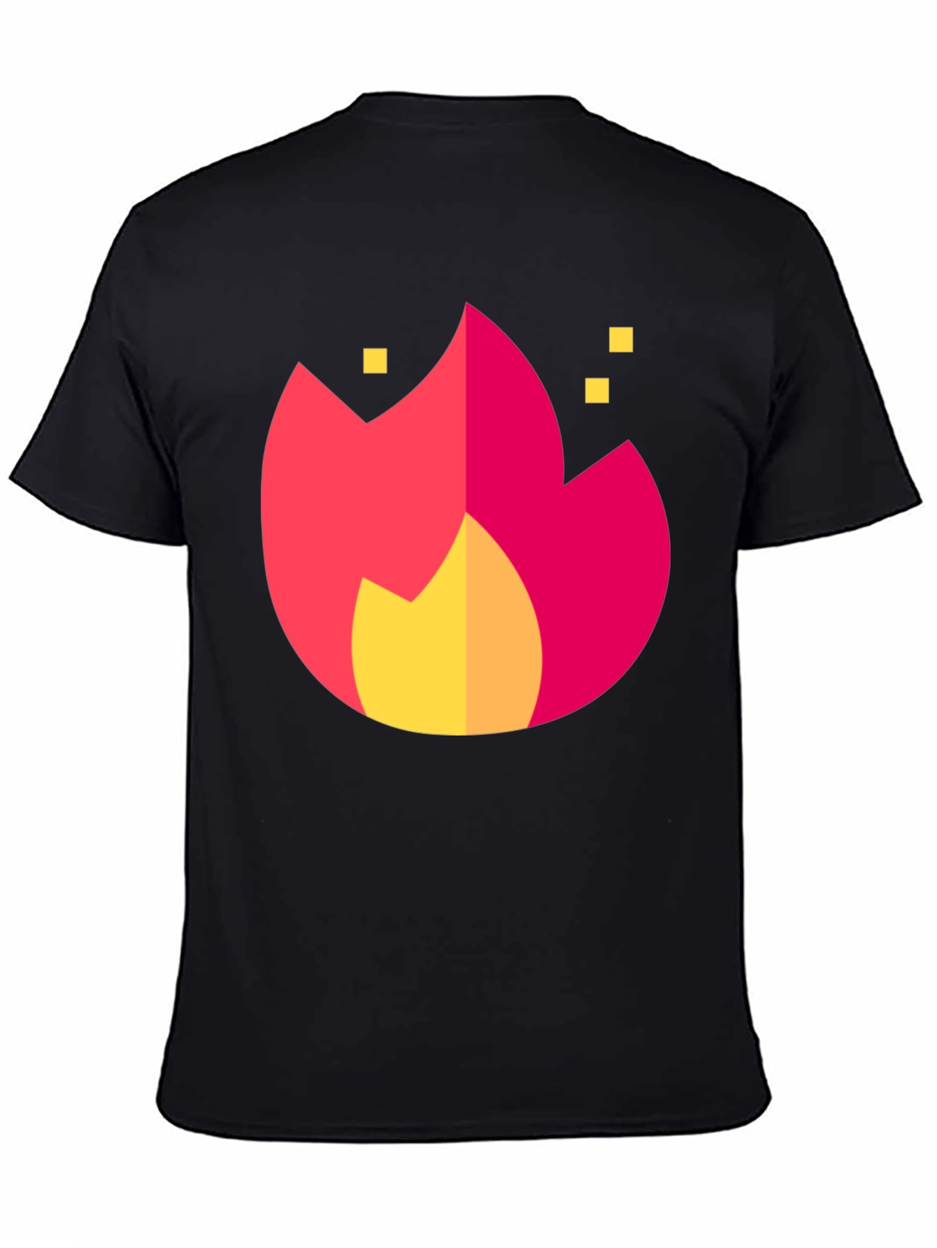 Bold Flame Graphic Tee - Black Crew Neck