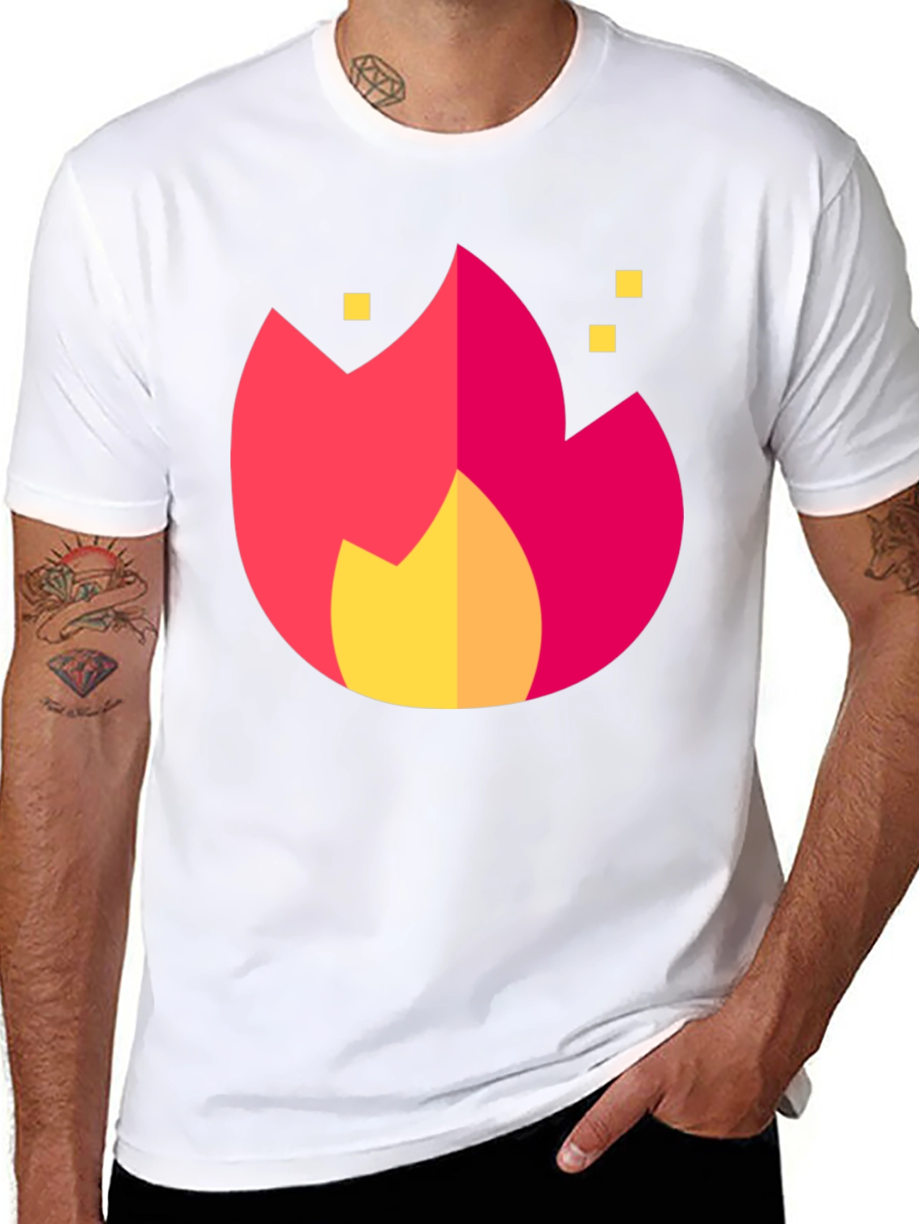 Bold Flame Graphic Tee - Black Crew Neck